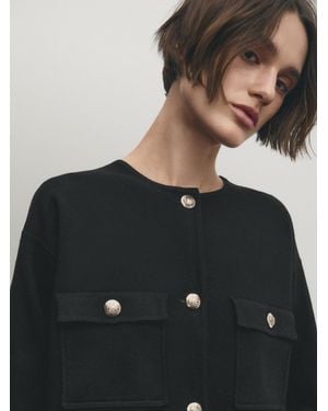 MASSIMO DUTTI Knit Cardigan With Buttons - Black