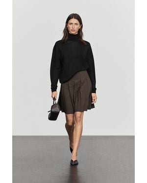 MASSIMO DUTTI Wool Blend Pleated Mini Skirt - Black