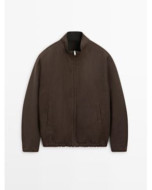 MASSIMO DUTTI Reversible Linen Jacket - Black