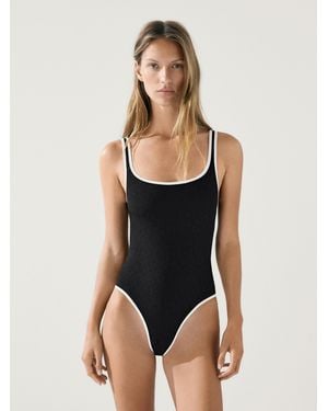 MASSIMO DUTTI Costume Texture A Contrasto - Nero