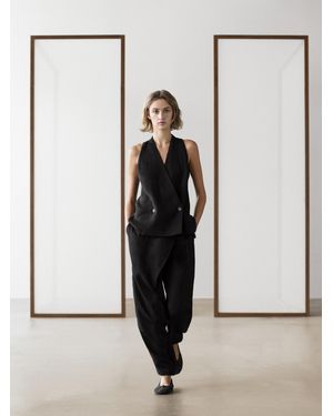 MASSIMO DUTTI Flowing Pareo Pants With Tie Detail - Black