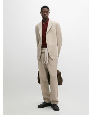 MASSIMO DUTTI 100% Linen Suit Blazer - Natural