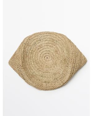 MASSIMO DUTTI 100% Raffia Cap - Black