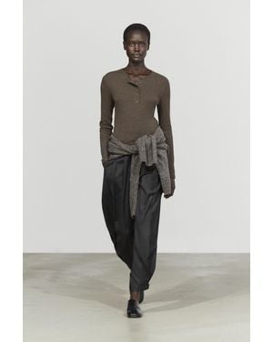 MASSIMO DUTTI Shirt Mit Rundausschnitt Mit Knopfleiste, Lange Ärmel, Baumwollmischgewebe - Mehrfarbig