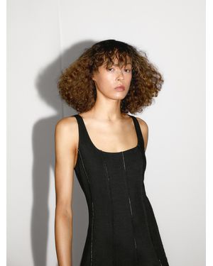 MASSIMO DUTTI Long Flowing Linen Blend Dress - Black