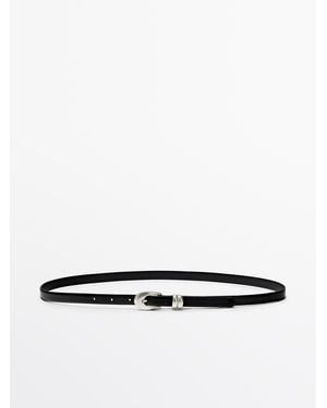 MASSIMO DUTTI Riem Van Nappaleer Met Ovale Gesp - Wit
