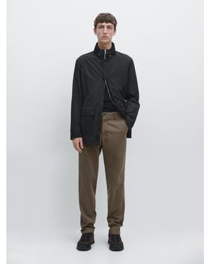 MASSIMO DUTTI Slim-Fit Micro-Textured Trousers - Green