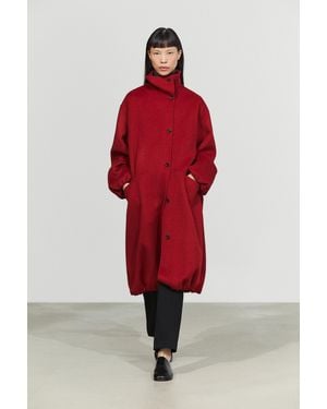 MASSIMO DUTTI Langer Mantel Mit Asymmetrischem Kragendetail - Rot