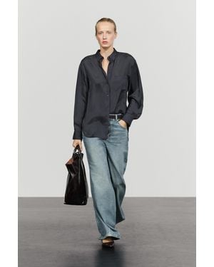 MASSIMO DUTTI Flowing Shirt With Pocket Detail - Blue