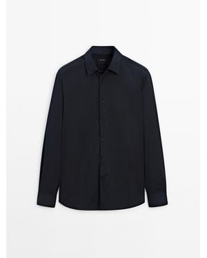MASSIMO DUTTI Slim Fit Stretch Shirt - Blue