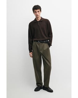 MASSIMO DUTTI Button-Detail Polo Knit Jumper - Black