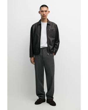MASSIMO DUTTI Nappa Leather Jacket With Pocket Detail - Black