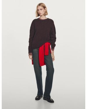 MASSIMO DUTTI Jersey Punto Trenzado 100% Cashmere - Rojo