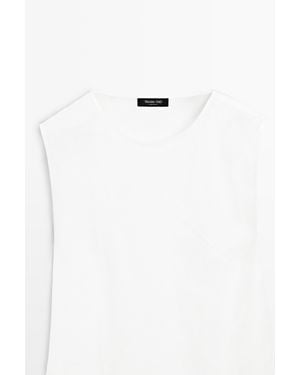 MASSIMO DUTTI Flowing 100% Linen Midi Dress - White