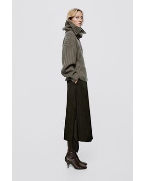 MASSIMO DUTTI Bufanda Cuello Punto Lana Cashmere - Blanco