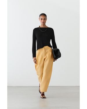 MASSIMO DUTTI Leinenhose Im Barrel-Fit - Mettallic