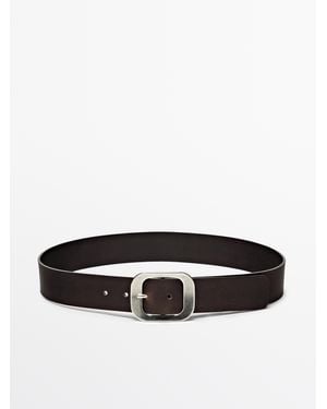 MASSIMO DUTTI Cinturón Hebilla Rectangular Piel Napa - Blanco