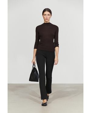 MASSIMO DUTTI High Neck T-Shirt With Elbow-Length Sleeves - Black