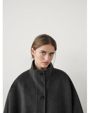 MASSIMO DUTTI Wool Blend Voluminous Cape - Blue