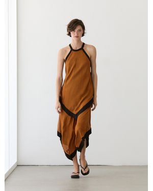 MASSIMO DUTTI Midikleid Mit Kontrastlagen - Weiß