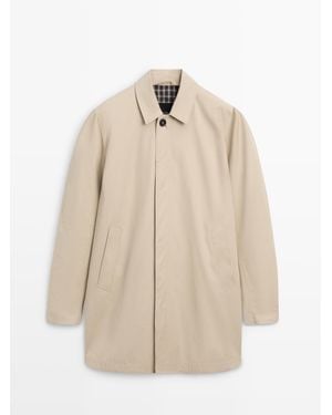 MASSIMO DUTTI Gabardine Met Geruite Katoenen Voering - Naturel