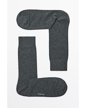 MASSIMO DUTTI Plain Cotton Blend Knit Socks - Black