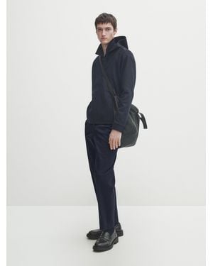 MASSIMO DUTTI Zip-Up Hoodie - Blue