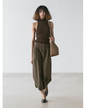 MASSIMO DUTTI Falda Midi Tablas - Verde