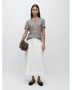 MASSIMO DUTTI Fließender Midirock Mit Gummizug-Detail - Weiß