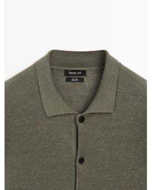MASSIMO DUTTI Linen Knit Buttoned Cardigan - Multicolour