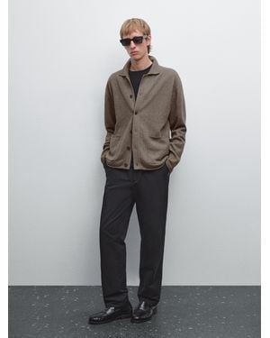 MASSIMO DUTTI Cárdigan Punto Con Algodón - Gris