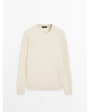 MASSIMO DUTTI Tricot Trui Van Katoenmix Met Structuur - Wit
