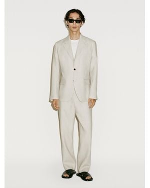 MASSIMO DUTTI 100% Linen Suit Blazer - White