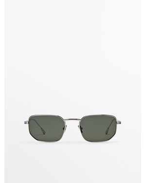 MASSIMO DUTTI Square Metal Sunglasses - Metallic