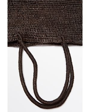 MASSIMO DUTTI Mini Raffia Bucket Bag - Black