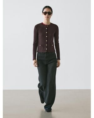 MASSIMO DUTTI Cardigan With Buttons - White