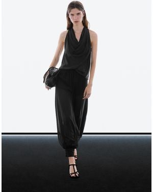 MASSIMO DUTTI Pantalón Bombacho Detalle Botones - Negro