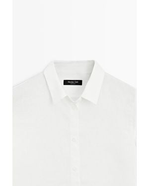 MASSIMO DUTTI Flowing 100% Linen Shirt - White