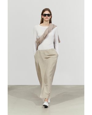 MASSIMO DUTTI Double-Layer Midi Skirt - White