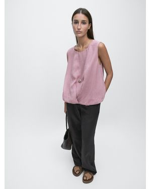 MASSIMO DUTTI Sleeveless Ramie Blend Top - Pink