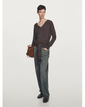 MASSIMO DUTTI Knit Sweater With Multiway Sleeves - Brown