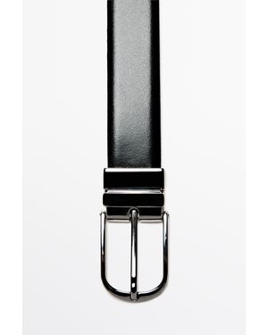 MASSIMO DUTTI Reversible Nappa Leather Belt - Black