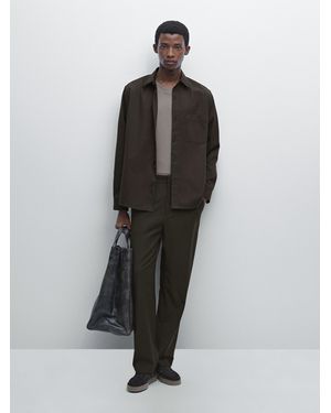 MASSIMO DUTTI Camicia Con Tasca Relax Fit - Marrone