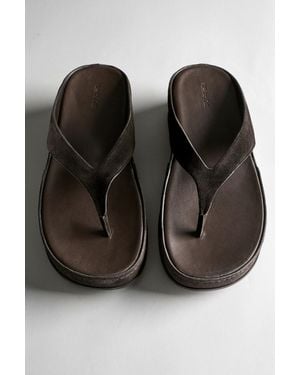 MASSIMO DUTTI Leather Platform Sandals - White