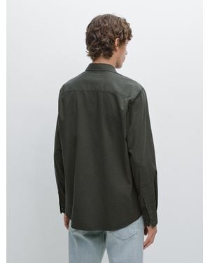 MASSIMO DUTTI Camisa Twill Melange Slim Fit - Gris