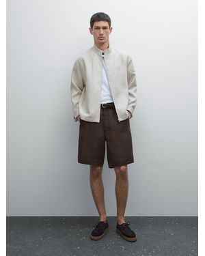 MASSIMO DUTTI Leichte Bermudashorts Aus Reinem Leinen - Grau