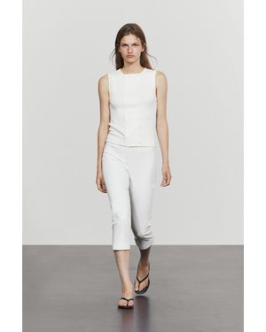 MASSIMO DUTTI Cotton Blend Chest-Detail T-Shirt - White