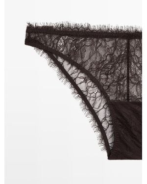 MASSIMO DUTTI Floral Lace Briefs - Black