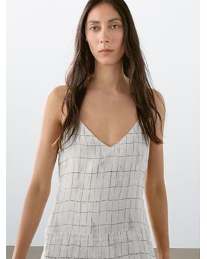 MASSIMO DUTTI Flared Check Midi Dress - Grey