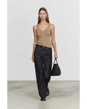 MASSIMO DUTTI 100% Cotton Lace-Trim Camisole Top - Orange